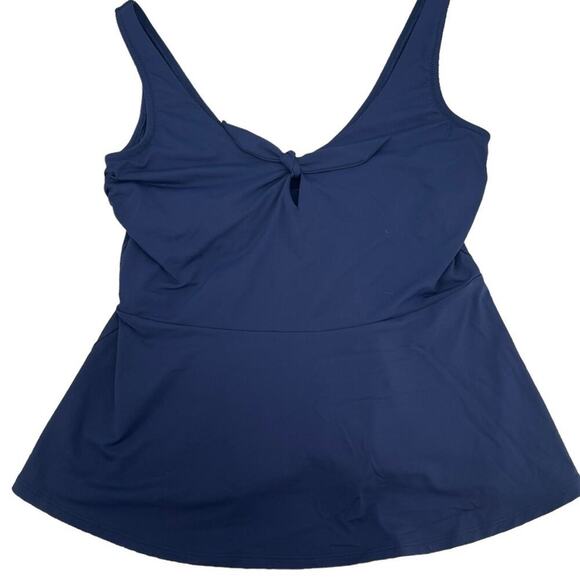 Lands’ End Flutter Tankini Swimwear Top Navy Blue Women's Size 10 - Picture 1 of 6